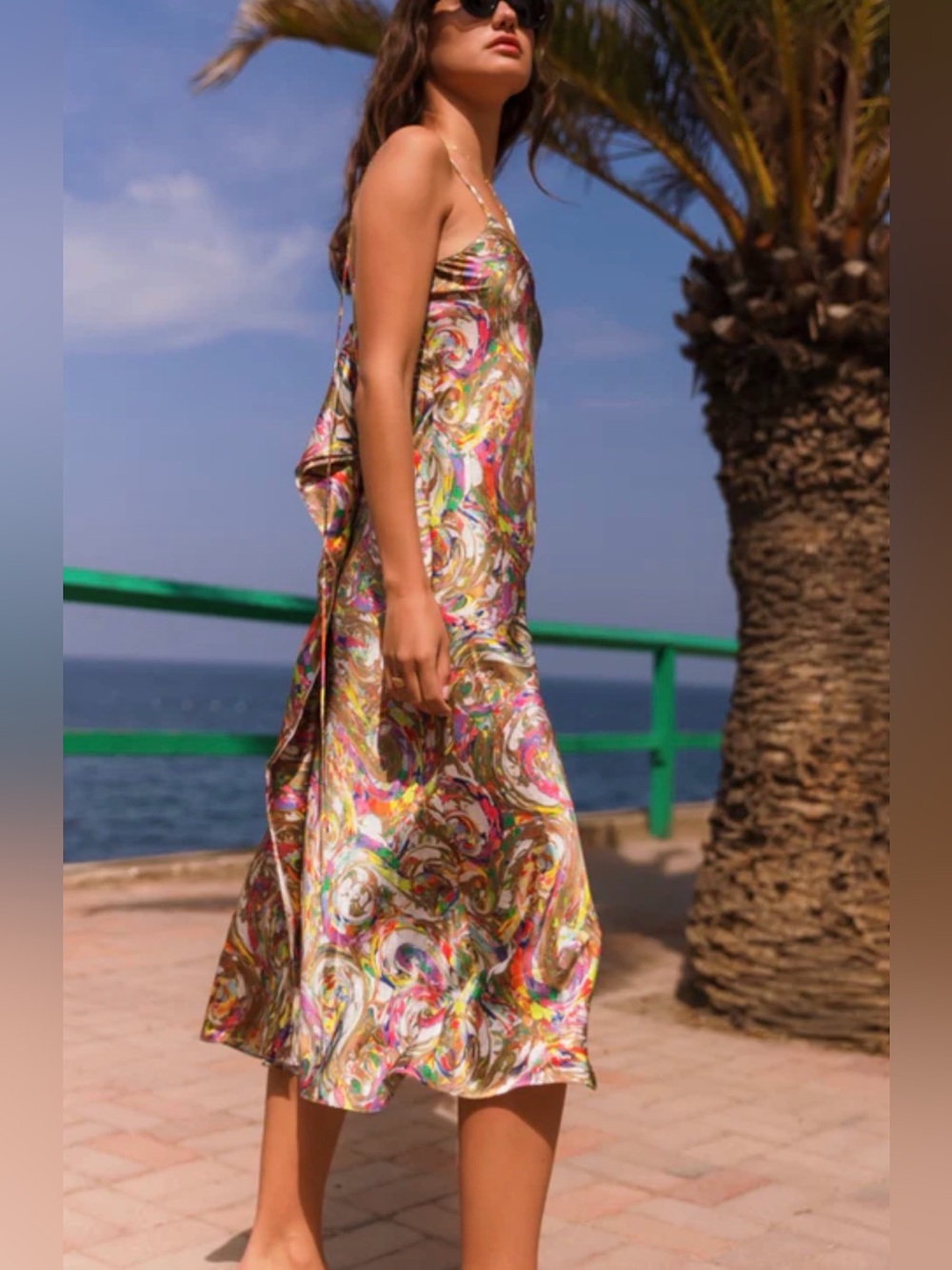 Catherine Gee Size XS • Emma Slip Dress Paint Swirl Sleeveless Silk.